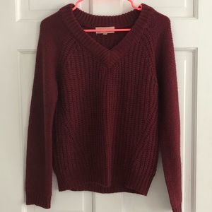 Philosophy Maroon V-Neck Sweater